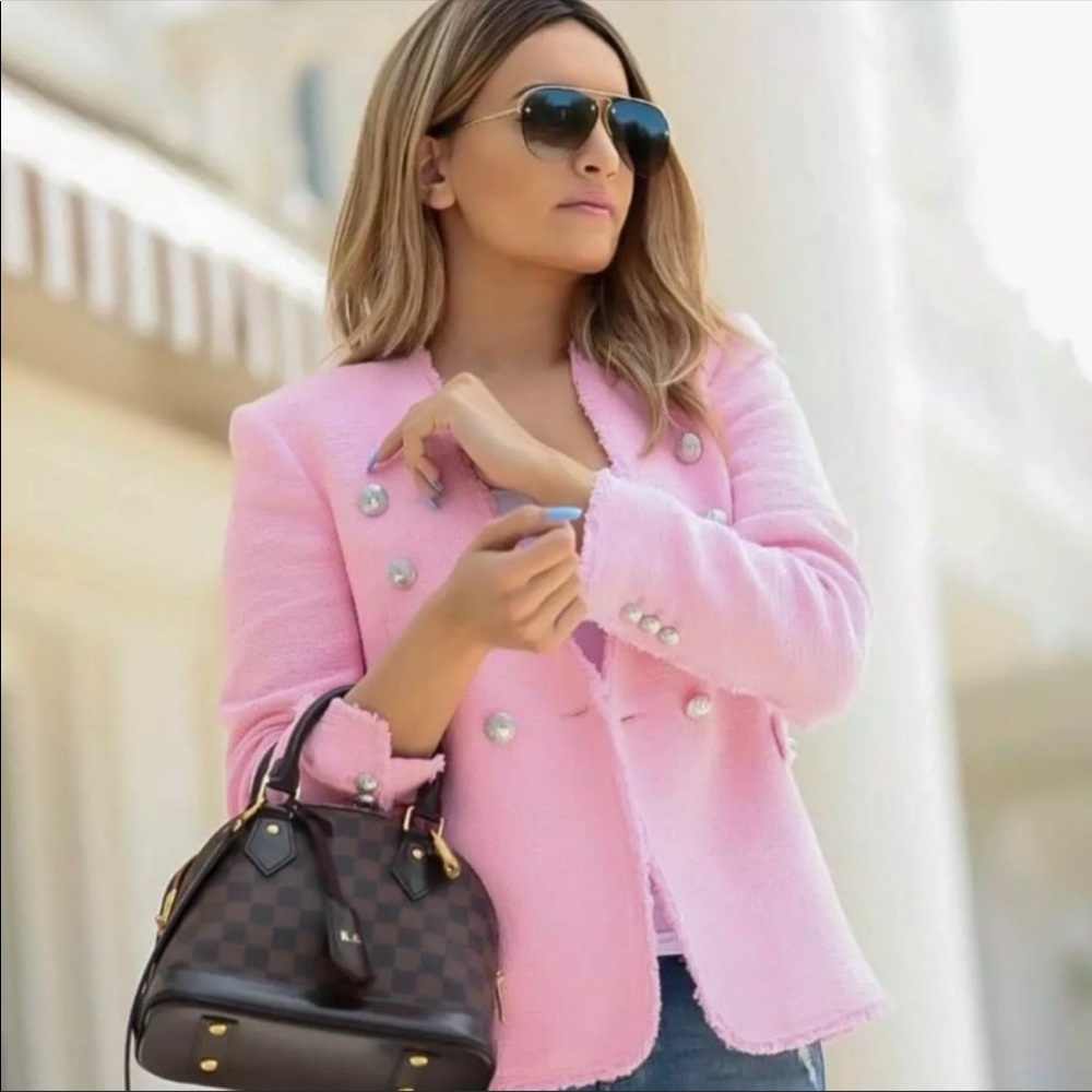 Last one! ZARA 💕 PINK TWEED JACKET M - Picture 3 of 12
